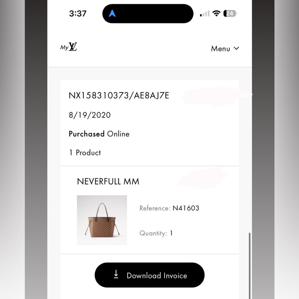 LOUIS VUITTON NEVERFULL DAMIER EBENE ROSE BALLERINE MM TOTE - Picture 4 of 12